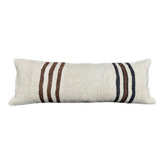 Turkish Hemp Pillow Cushion Natural Beige Brown Cushion Cover 14"x40" For Sale