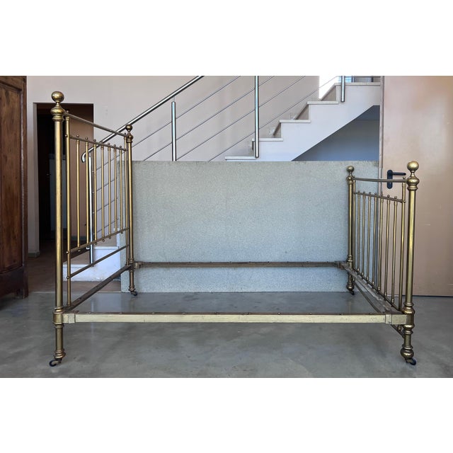 Early 20th Spanish Full Double Bronze Bed with bars and wheels For Sale - Image 18 of 18