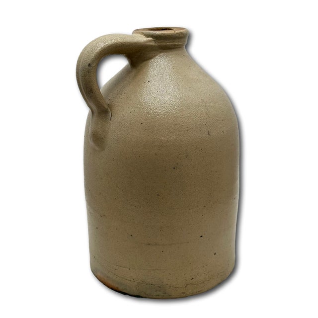 Outstanding Mid 1800s Antique American Blue Flower Decorated Stoneware 1 Gallon Jug in Excellent Condition. For Sale - Image 15 of 18