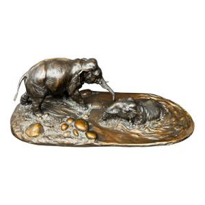Limited Edition Patinated Bronze Sculpture of Playing Elephants, 20th Century, London