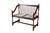 This vintage mahogany settee showcases a timeless American Country and farmhouse design, highlighted by a classic spindle-...