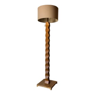 Vintage Constantine Brancusi-Style “Endless Column” Carved Wood Floor Lamp by Donghia For Sale