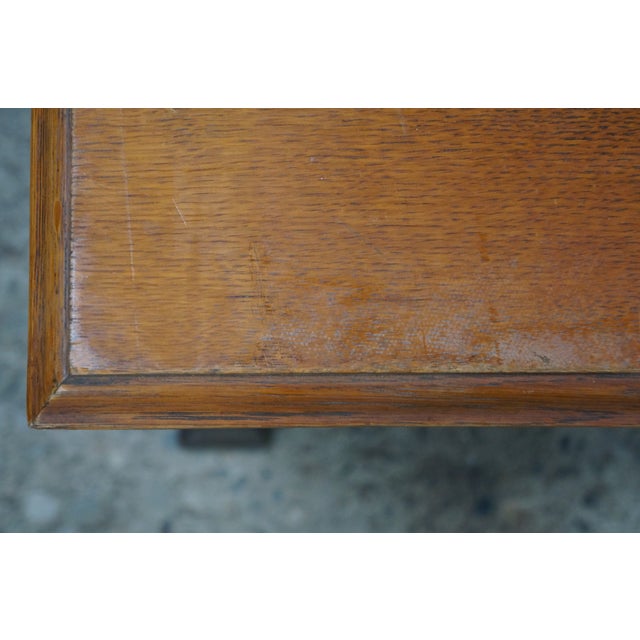 Antique Victorian English Tudor Oak Foyer Hall Entry Piano Bench 48" For Sale - Image 6 of 17