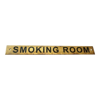1950s Vintage Brass "Smoking Room" Sign For Sale