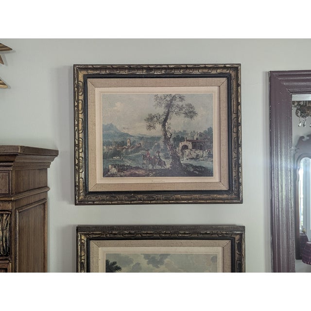 Mid 20th Century Vintage Framed Italian Neoclassical Architectural Art Framed -a Pair For Sale - Image 5 of 17