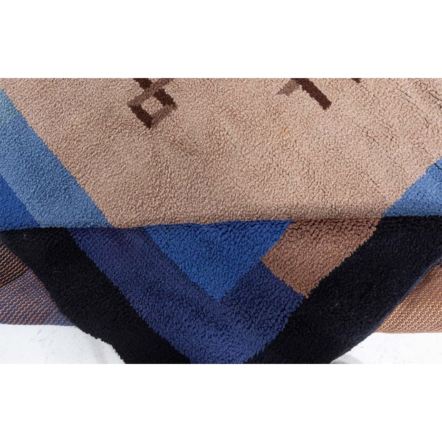 Doris Leslie Blau Vintage French Art Deco Geometric Warm Tan Hand-Knotted Rug For Sale - Image 4 of 9