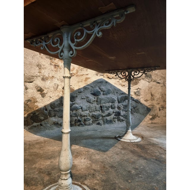 Vintage French Table with Oak Top & Cast Iron Legs For Sale - Image 12 of 16