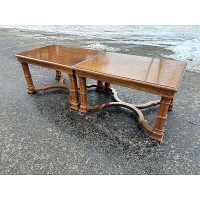 Late 20th Century Drexel GuildHall Pair of Walnut Rectangular Tables, Modern Style For Sale - Image 10 of 12