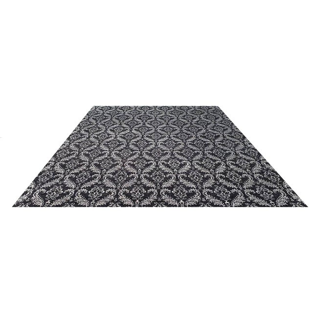 Black Handwoven Transitional Peshawar Area Rug 10x13 For Sale - Image 8 of 9