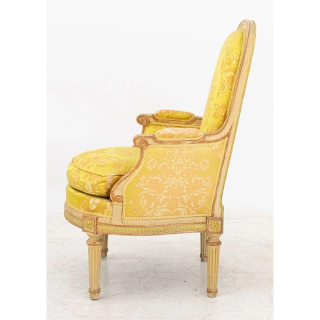 Late 19th Century Louis XVI Style Painted Bergere, 19th C. For Sale - Image 5 of 6