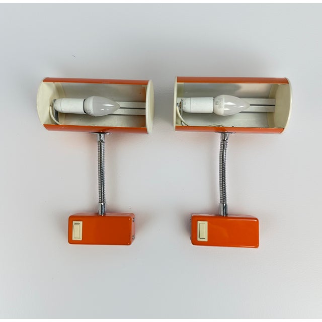 Mid-Century Modern Orange Wall Lamps by Ateljé Lyktan, 1970s, Set of 2 For Sale - Image 3 of 6