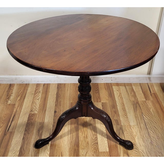 19th C American Mahogany Chippendale Round Tripod Tilt-Top Tea Table For Sale - Image 9 of 18