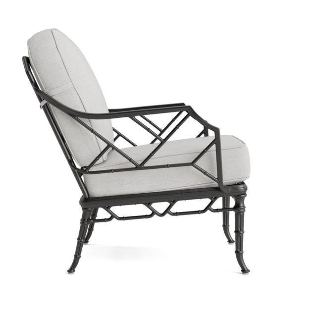 Contemporary Brown Jordan Calcutta Lounge Chair, Textured Pewter frame with Fusion Dove fabric For Sale - Image 3 of 11