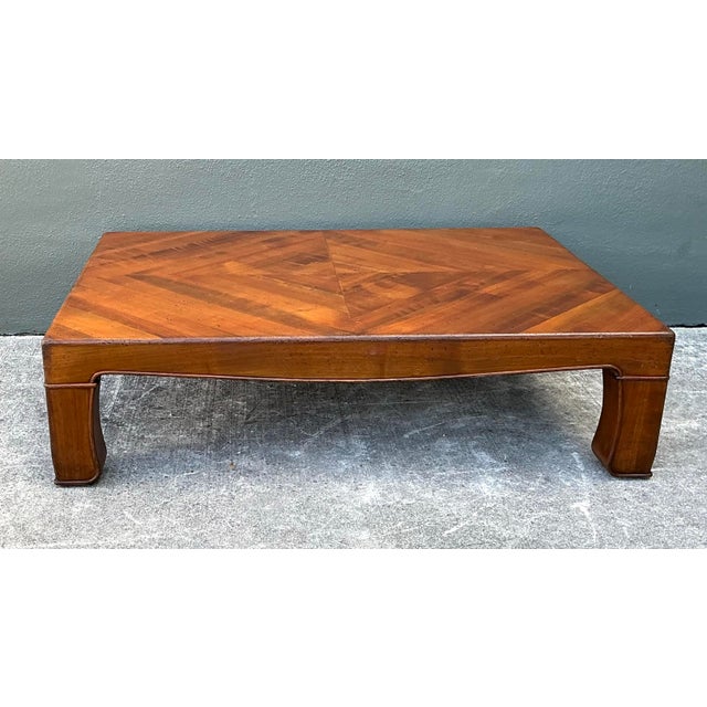 Brown Vintage Chevron Wood Coffee Table For Sale - Image 8 of 12
