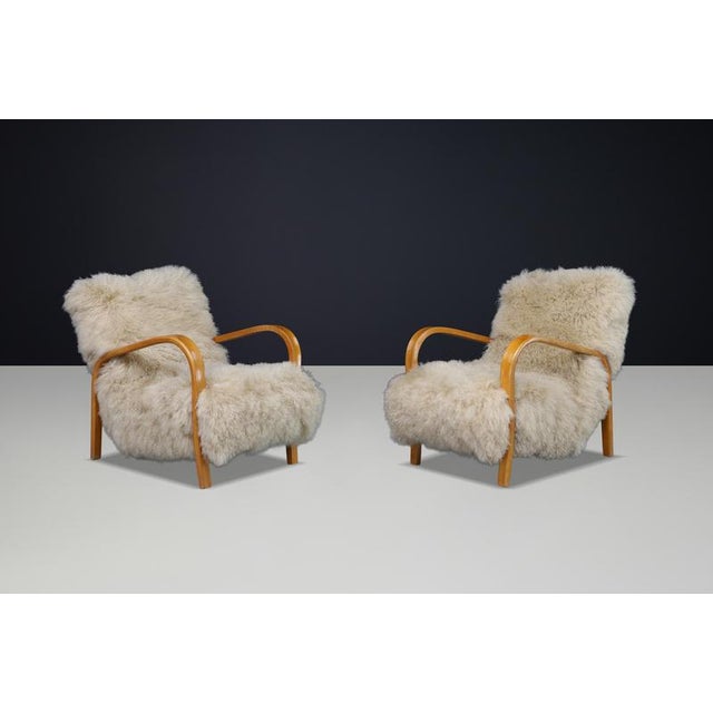 Czech Bentwood Lounge Chairs, 1940s, Set of 2 For Sale - Image 3 of 15