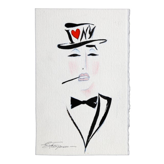 I Love New York, Signed Inkwash and Pastel on Paper by Erik Freyman For Sale