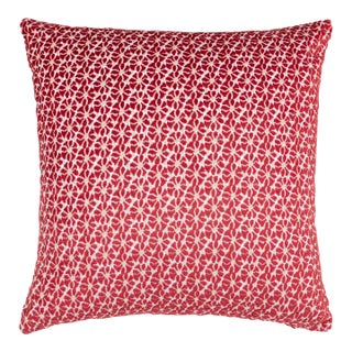 The House Of Scalamandré Petal Velvet Square Pillow In Red For Sale