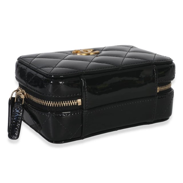 2020s Black Quilted Patent Mini Vanity Chain Bag For Sale - Image 5 of 8