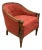 Mid Century French Bergere Club Chair in Cranberry Upholstery For Sale