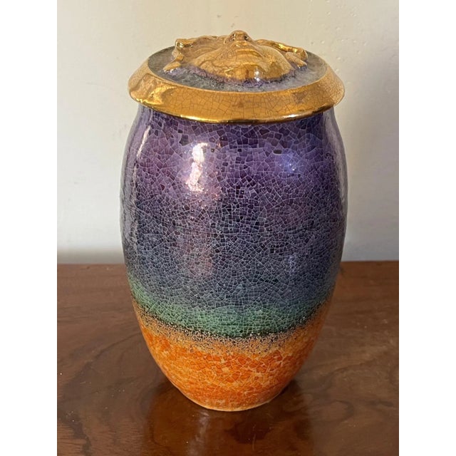 Mid-Century Modern Art Pottery Medusa Jar & Cover For Sale - Image 3 of 13