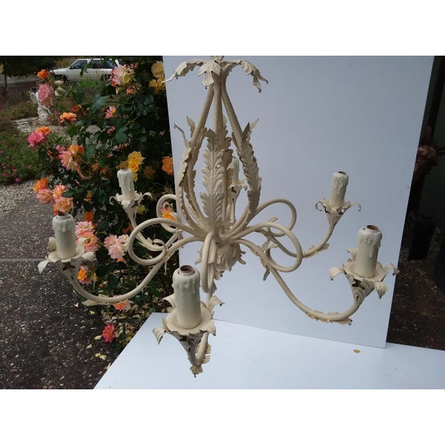 1980’s Scrolling Iron Chandelier For Sale In San Antonio - Image 6 of 9