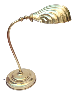 Vintage Brass Shell Desk Lamp, 1930s