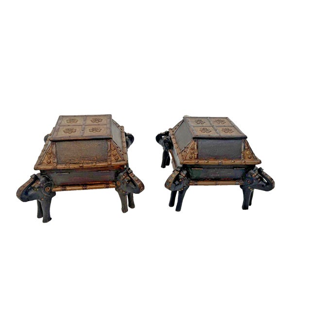 Mid 20th Century Mid Century Low Tables Elephant Legs Trunk Style Storage Hand Crafted Set of 2 For Sale - Image 5 of 11