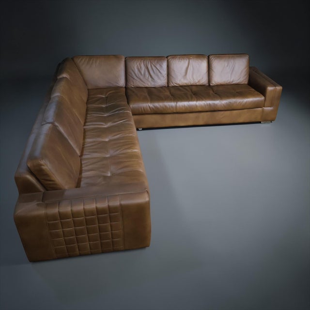 Custom Dark Chocolate Leather Sectional, 2-Piece L-Shape, One-of-a-Kind Statement Sofa For Sale - Image 10 of 11