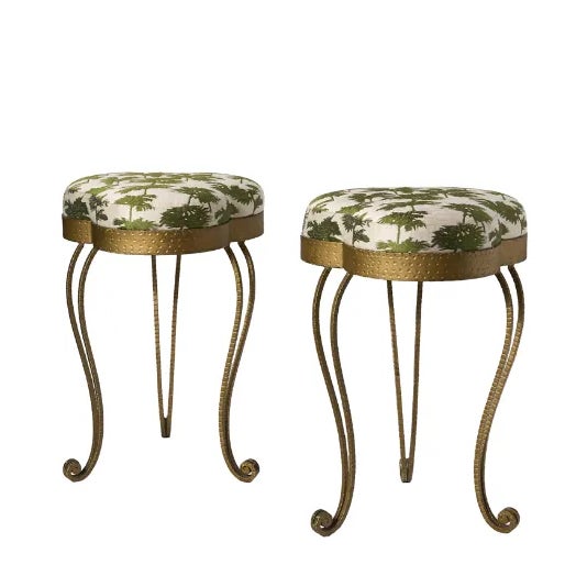 Mid-Century Modern 1940s Pier Luigi Colli Style Brass Stools - Set of 2 For Sale - Image 3 of 3