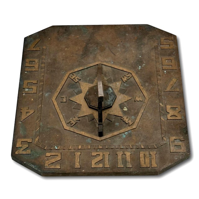 Early 20th Century Unusual & Very Good Quality Art Deco Antique American Solid Cast Bronze Garden Sundial - Circa Early 20th Century For Sale - Image 5 of 18