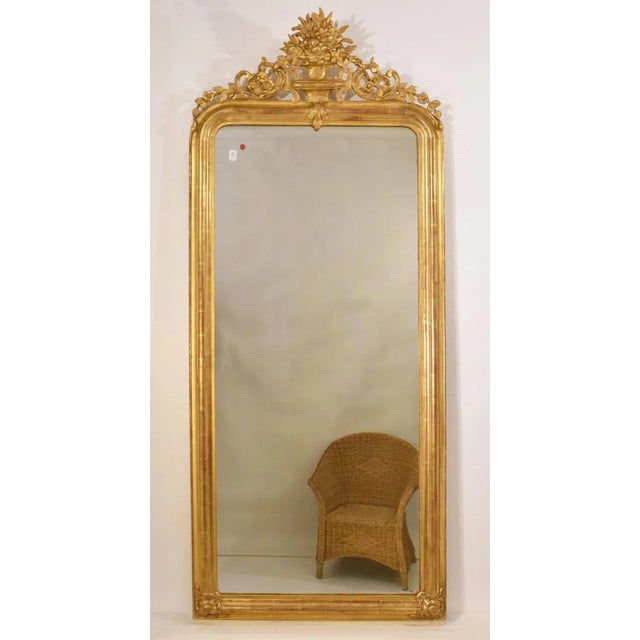 Antique Louis Philippe Rectangular Gold Leaf Mirror, 19th Century For Sale - Image 3 of 10