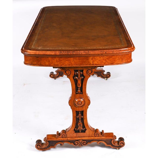Antique Victorian Pollard Oak Writing Table Desk in the Manner of Gillows, 19th Century For Sale - Image 3 of 17