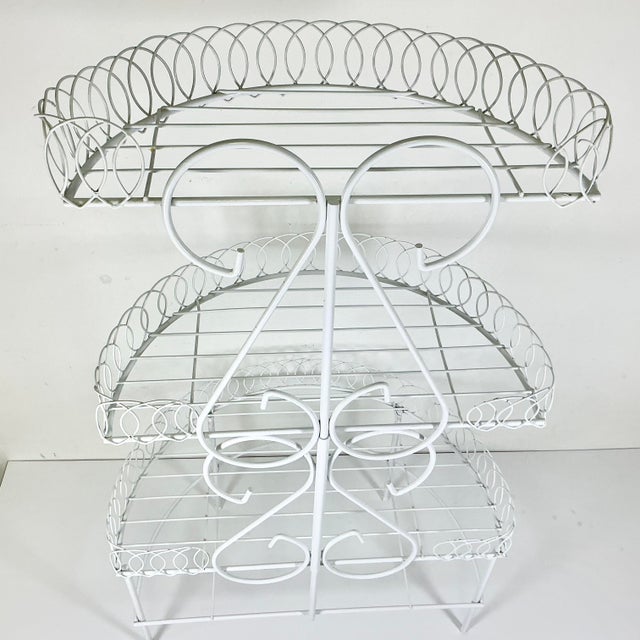 1970s Vintage Boho Chic Hollywood Regency Wire Loop Design 3-Tier Plant Stand, After Salterini For Sale - Image 11 of 13
