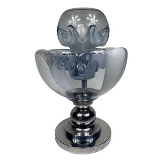 Table Lamp in Murano and Chromed Steel in the style of Toni Zuccheri for Mazzega, Italy, 1960s For Sale