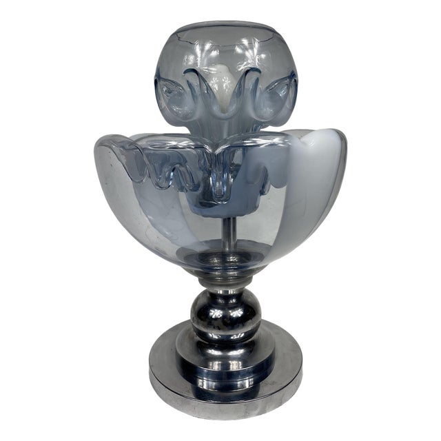 Table Lamp in Murano and Chromed Steel in the style of Toni Zuccheri for Mazzega, Italy, 1960s For Sale