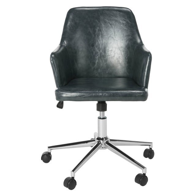 Connie Swivel Office Chair in Dark Grey & Chrome For Sale - Image 10 of 10
