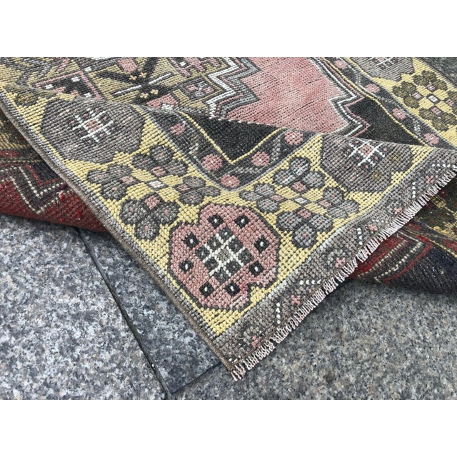 1960s Vintage Turkish Handmade Area Rug- 3′11″ × 7′7″ For Sale - Image 4 of 11