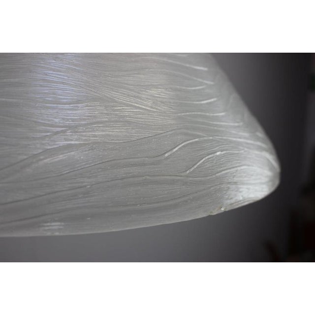 Vintage Space Age White Textured Glass Pendant Lamp, 1970s For Sale - Image 6 of 11