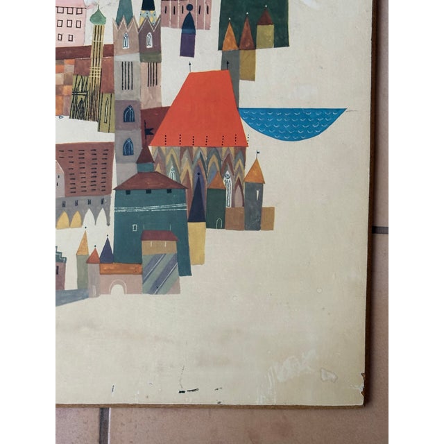 Up for sale is this charming and whimsical midcentury rendering of Nuremberg by graphic artist Heinz Schillinger. Mounted...