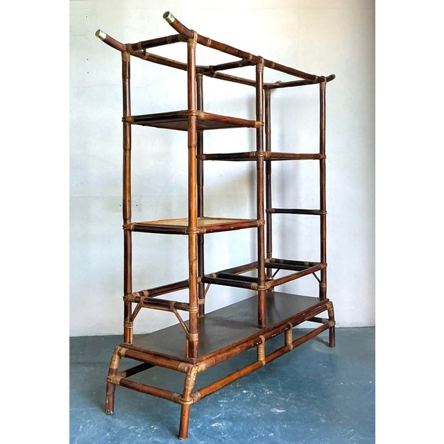 Vintage Boho Rattan Pagoda Etagere After John Wisner for Ficks Reed For Sale - Image 12 of 12