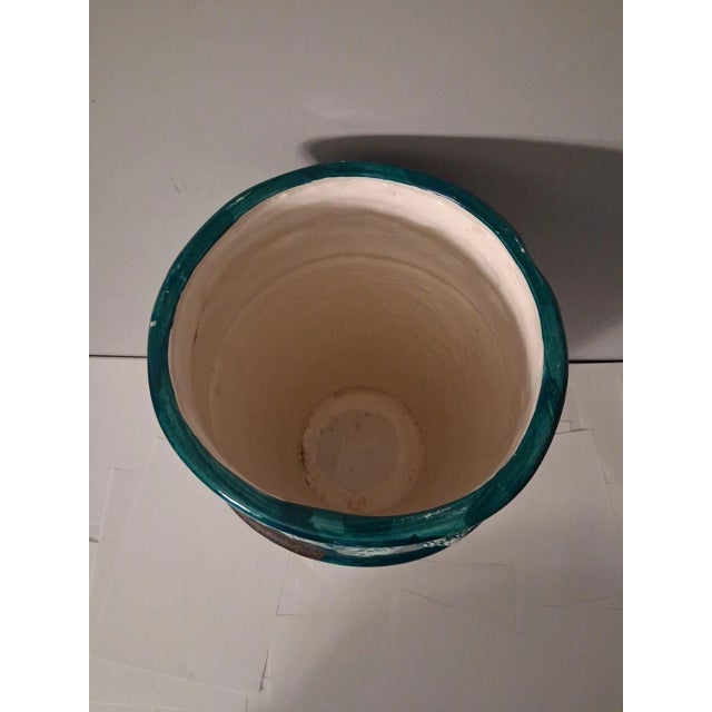 Art Deco Vintage 1970 Ceramic 19 Inch Flower Pot Vase Umbrella Holder For Sale - Image 3 of 10