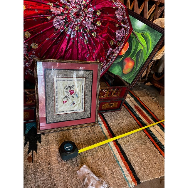 Hand Embroidered Vintage Asian Style Silk Artwork, Framed For Sale In Atlanta - Image 6 of 8