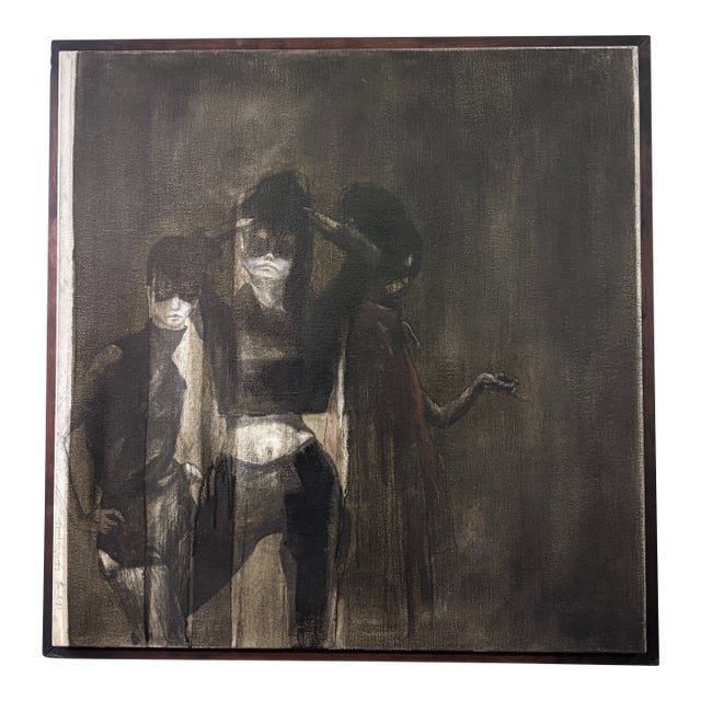 Mid 20th Century Painting by California Artist Raymond Rowley King 'Girls in a Dance Studio' For Sale