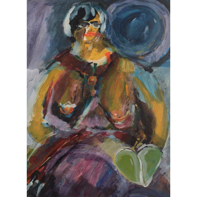 Abstract Expressionism "Blue Heart Wife Love" San Francisco Figurative School -Joe Lysowski "Prankster" For Sale - Image 3 of 5