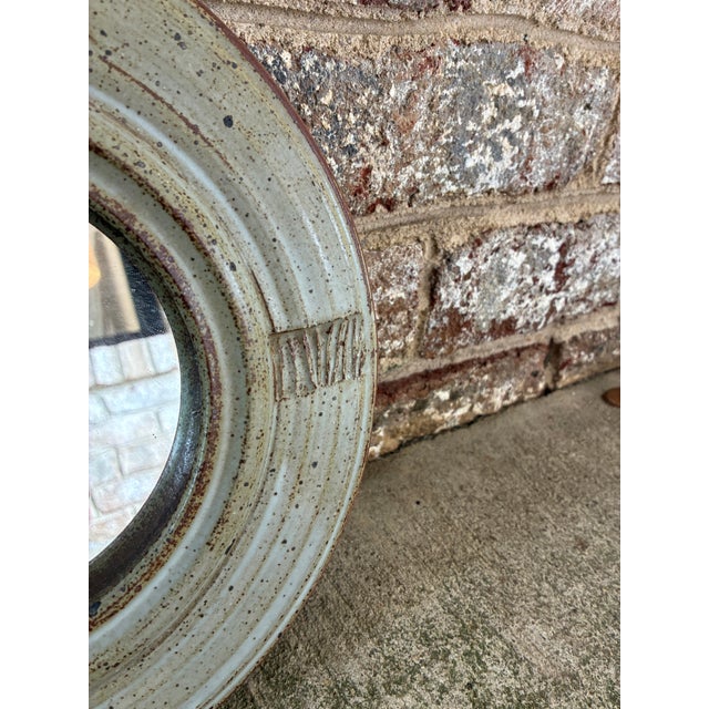 Ceramic Vintage Small Ceramic Round Wall Mirror For Sale - Image 7 of 9