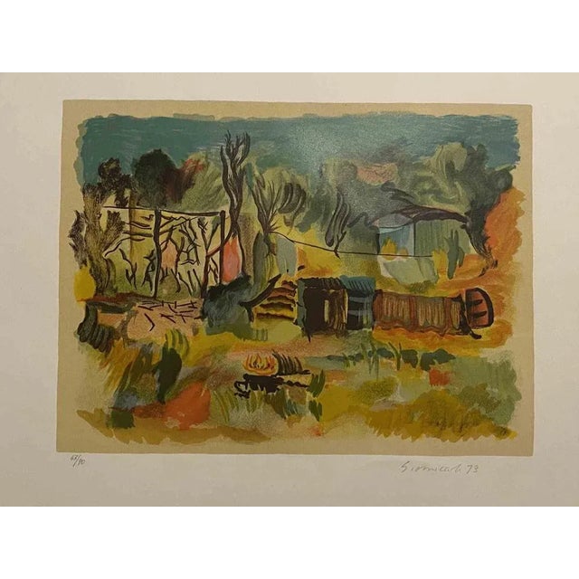 Modern Giovanni Omiccioli, Roman Suburbs, Lithograph, 1973 For Sale - Image 3 of 3