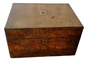Burr Walnut Stationary Box with 2 Other Walnut Boxes, Set of 3