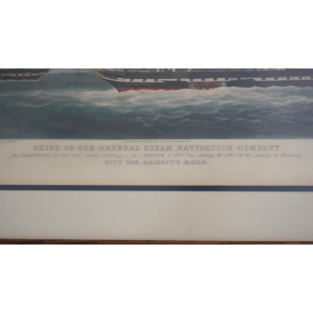 Sculpture Materials Vintage English Steamship Colored Engraving in Frame For Sale - Image 7 of 12