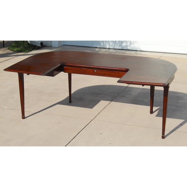 Wood Vintage Myrtle Desk Co. Georgian Style Mahogany Curved Hunt Table / Executive Desk For Sale - Image 7 of 18