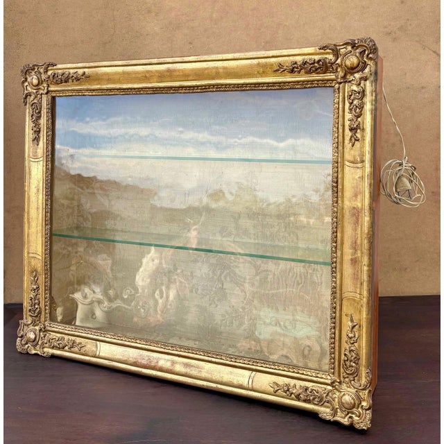Traditional Gilt Plaster Wall Display Cabinet with Glass Shelves, 1930s For Sale - Image 3 of 9